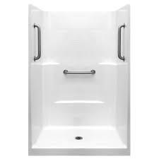 Ella Classic 37 In X 48 In X 80 In 1 Piece Low Threshold Shower Stall In White Stainless Steel Grab Bars Center Drain 4836shcwhtpkg1 Mold In Bathroom Shower Panels Shower Surround