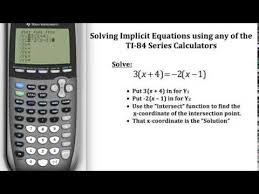 Solving Implicit Equations On The Ti 84 Calculator Graphing Calculator Calculator Algebra Calculator