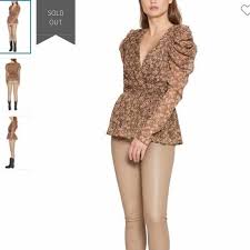 Walter Baker Woman Rita Wrap-Effect Floral-Print Georgette Peplum Top S NEW