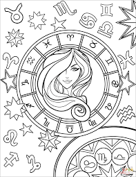Virgo Zodiac Sign Super Coloring Coloring Pages Mandala Coloring Books Virgo Art