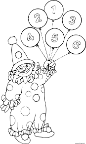 Dessin a imprimer fille avec ballons. Coloriage Clown Avec Ballons Numerotes Chiffres Dessin Clown A Imprimer
