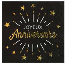 Decoration de salle anniversaire rouge blanc noir pour une decoration d anniversaire decoration et video de table pour un déco mariage rouge et blanc apamaison.cf. Deco De Table Serviette Joyeux Anniversaire Noir Et Or Metallise