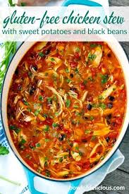 Chicken Stew With Sweet Potatoes And Black Beans Bowl Of Delicious Recipe Stew Recipes Stew Chicken Recipe Chicken Stew