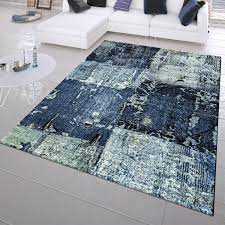 Unser team begrüßt sie zuhause auf unserer webseite. Moderner Kurzflor Teppich Abstraktes Muster Shabby Chic Look In Blau Weiss Ebay