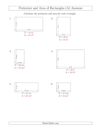 The Calculating The Perimeter And Area Of Rectangles From Side Measurements Smaller Whole Numbers A Fractions Worksheets Perimeter Of Rectangle Math Sheets