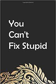You can't fix stupid, but you can numb it was a 2 by 4. Amazon Com You Can T Fix Stupid Notebook Journal Lined Funny Office Work Desk Humor Journaling Black With Lined Pages For Fathers You Can T Fix Stupid 9798601929301 Publishing Quote Notebook Books