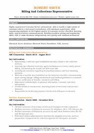 collections representative resume