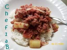 Filipino Corned Beef Hash Over Rice Recipe Food Com Recipe Corned Beef Hash Corned Beef Recipes Corned Beef