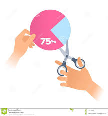 A Scissors Cuts A 75 Percent Piece Of Pie Chart Off Stock