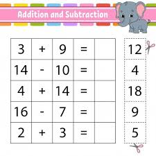 Addition And Subtraction Task For Kids Education Developing Worksheet Activity Page In 2020 Addition And Subtraction Subtraction Kids Math Worksheets