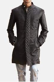 Men Black Leather Trench Cost Men Black Leather Long Coat Mens Jackets Outerwear Leather Jacket Style Mens Winter Coat Black Leather Coat