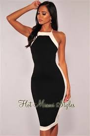 Black White Color Block Trim Dress In 2020 Dresses Colorblock Dress Tight Dresses