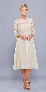 Enjoy The Evening In This Knee Length Champagne Evening Dress This Short Chiffon Dress Has Mid Length Lace Chiffon Dress Short Dresses Tan Bridesmaid Dresses