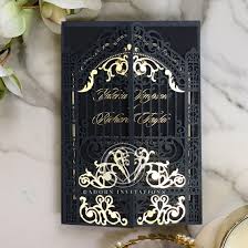 This striking invitation would go perfectly with this black and gold theme. Charming Victorian Gate Laser Cut Foil Wedding Invitation