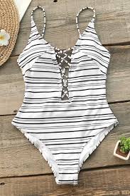 Black And White Striped Swimsuit 2 Piece Christmas Sale Fashion Trends Styles Adorewe Cupshe Cupshe Strappy Black And White Stri One Piece Swimsuit For Teens Piece Swimsuit Striped One Piece
