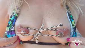 Nippleringlover Horny MILF Nipple Bondage Binding Extreme Pierced Nipples  with Rope Outdoors - Pornhub.com