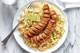 Bright and flavorful cilantro lime rice! Italian Sausage With Cilantro Lime Cauliflower Rice Recipe Eatwell101