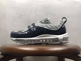 Official Unisex Nikelab Air Max 98 Supreme Obsidian Reflect Silver 844694 400 Air Max Fashion Shoes Sneakers Running Shoes Nike