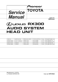This manual has been written in a format that is designed to meet the needs of lexus technicians worldwide. Pioneer Kex M8006 Kex M8106 Toyota Lexus Rx300 Sm Service Manual Download Schematics Eeprom Repair Info For Electronics Experts