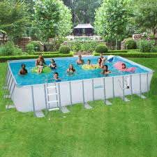 Summer Waves Elite Proseries 12 Ft X 24 Ft Rectangular 52 In Deep Metal Frame Above Ground Pool Nb2049 The Home Depot In Ground Pools Above Ground Pool Rectangular Pool