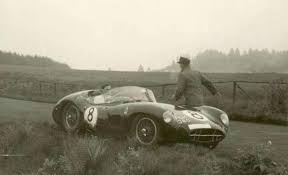 It was the fourth round of the f.i.a. 1960 Adac 1000 Km Nurburgring Jim Clark Aston Martin Dbr1 300 8 Border Reivers Retired Valves La Vintage Racing Poster Sports Car Racing Vintage Racing