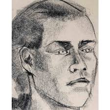 Portrait of a Woman, Original Drawing, Mid 20th-Century