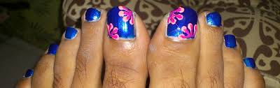 Nail beauty process, polishing and painting. Flower Design On Toe Nail Attractive Nail Design
