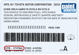 toyota touch up paint color code and directions for