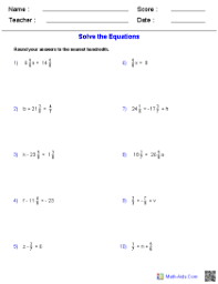 Algebra worksheets for multiplication equations, one step equations, subtraction equations, addition equations, addition and subtraction equations, two step equations. Algebra 1 Worksheets Equations Worksheets