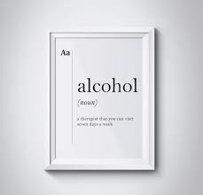 Alcohol Definition Bar Poster Club Art Alcoholic Gift Doctor Etsy Funny Definition Minimalist Wall Art Typography Wall Art