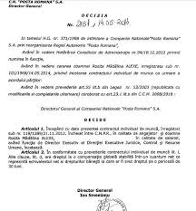 Deoarece încheierea acestui contract este rezultatul consimţământului reciproc al părţilor, muttus conssensus , tot acordul lor de voinţă poate conduce la încetarea sa, muttus dissensus. Toti Directorii Din Posta Romana Au Fost Invitati Sa Renunte Benevol Pana In 19 Mai Ora 12 00 In Semn De Respect La Clauzele Privind Compensatiile Din Contractele Individuale De Munca Hotnews Mobile