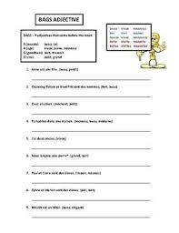This Is A Great Worksheet On Bags Adjectives In French That Will Afford Your Students An Opportunity To Pra Adjective Worksheet Adjectives Nouns And Adjectives