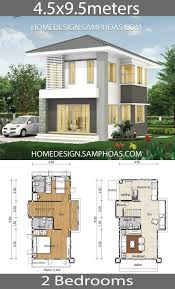 This modern loft house has two bedrooms and two bathrooms, perfect for small families or those who live alone. Small House Plans 4 5x9 5m With 2 Bedrooms Home Ideassearch Beautiful House Plans Small House Plans 3d House Plans