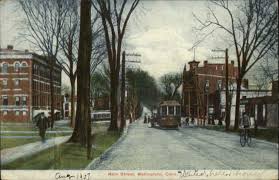 Wallingford Ct Main Street Scene Trolley Bicycle C1910 Postcard Wallingford Street Scenes Main Street