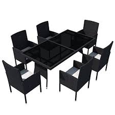 Special Offers Vidaxl Patio Rattan Wicker Garden Seater Dining Set 6 Chair Table Glass Black Review In Stock Free Shipping You Can Save More Money Check