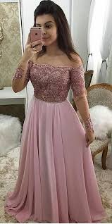 Off Shoulder Full Sleeves Long Prom Dress 2019 Custom Made Beaded Pink Evening Party Dress In 2020 Prom Dresses Long With Sleeves Girls Pageant Dresses Fashion Dresses