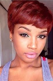 Layered Short Red Hairstyle For Black Women Human Hair Glueless 1 Jpg 350 528 Short Red Hair Black Women Hairstyles Red Hair