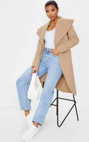 Veronica camel oversized waterfall belt coat. Veronica Camel Oversized Waterfall Belt Coat Prettylittlething Usa
