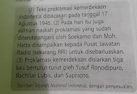 Isi teks proklamasi sesuai ejaan sekarang. Buatlah Lima Pertanyaan Berdasarkan Isi Teks Tersebut Brainly Co Id