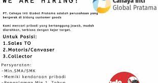 Loker sales representative di pt. Lowongan Kerja Pt Cahaya Inti Global Pratama Agustus 2019 Info Loker Bandung 2021