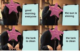 Practise your general listening skills and complete an interactive gap fill. Good Morning Everyone The Sun Is Shining The Tank Is Clean The Tank Is Clean Good Morning Meme On Me Me
