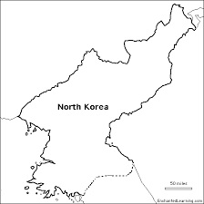 There's no more dramatic demonstration of north korea's deprivation than this map of light emission at night, based on satellite. Outline Map North Korea Enchantedlearning Com