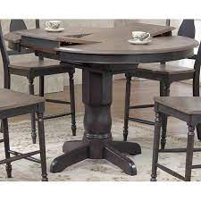 An unfinished furniture expo online exclusive. Hamisi Counter Height Butterfly Leaf Rubberwood Solid Wood Pedestal Dining Table Dining Table In Kitchen Counter Height Pub Table Wood Pedestal Dining Table