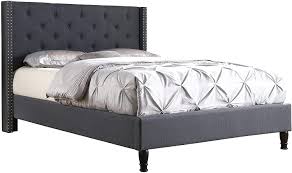 Hudson full faux leather upholstered platform bed frame with tufted headboard. Home Life Platform Full Size Bed Frame