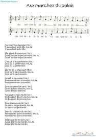 Imprimer Aux Marches Du Palais Texte Et Partition Paroles De Chansons Francaises Chanson Partitions De Chansons