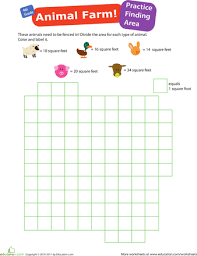 Practice Finding Area 1 Animal Farm Finding Area Special Education Worksheets Guided Math Workshop