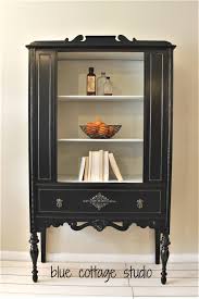 Sophisticated And Elegant Lamp Black And Antique White Milk Paint China Cabinet By Blue Cottag Painting Wooden Furniture Black Painted Furniture Redo Furniture