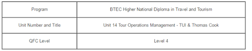 Unit 14 Tour Operations Management Assignment Tui Thomas