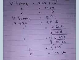 = 3.14 x ( jari jari x jari jari ) = 3.14 x ( 20 x 20 ) = 1.256 cm 2. Rumus Jari Jari Tabung Cara Golden