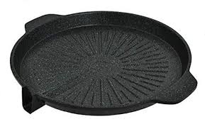 Round Marble Grill Pan With Oil Drain Outlet Non Stick Marble Coating Surface Indoor Bbq Korean Bbq Stove Top Indoo Indoor Outdoor Grill Indoor Bbq Bbq Stove